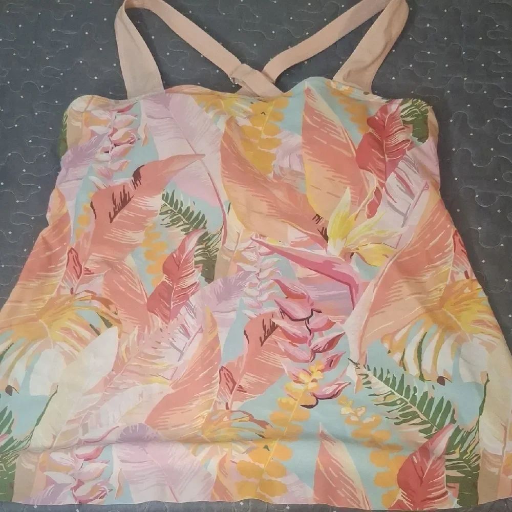 Tropical Print Women's Tankini Swim Top size large